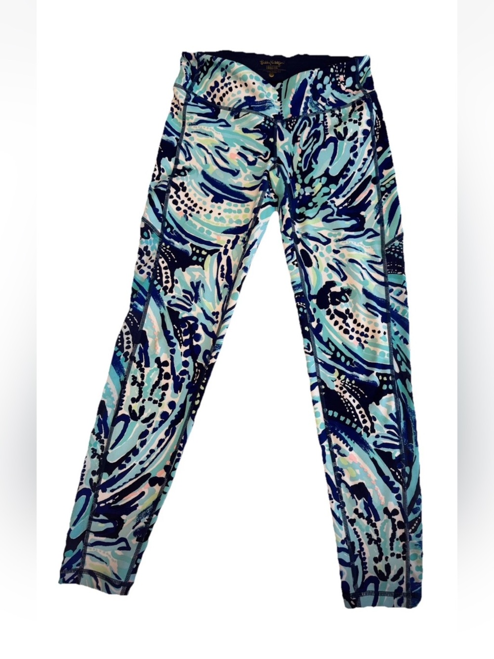 Luxe Blue & Teal Abstract Print Leggings